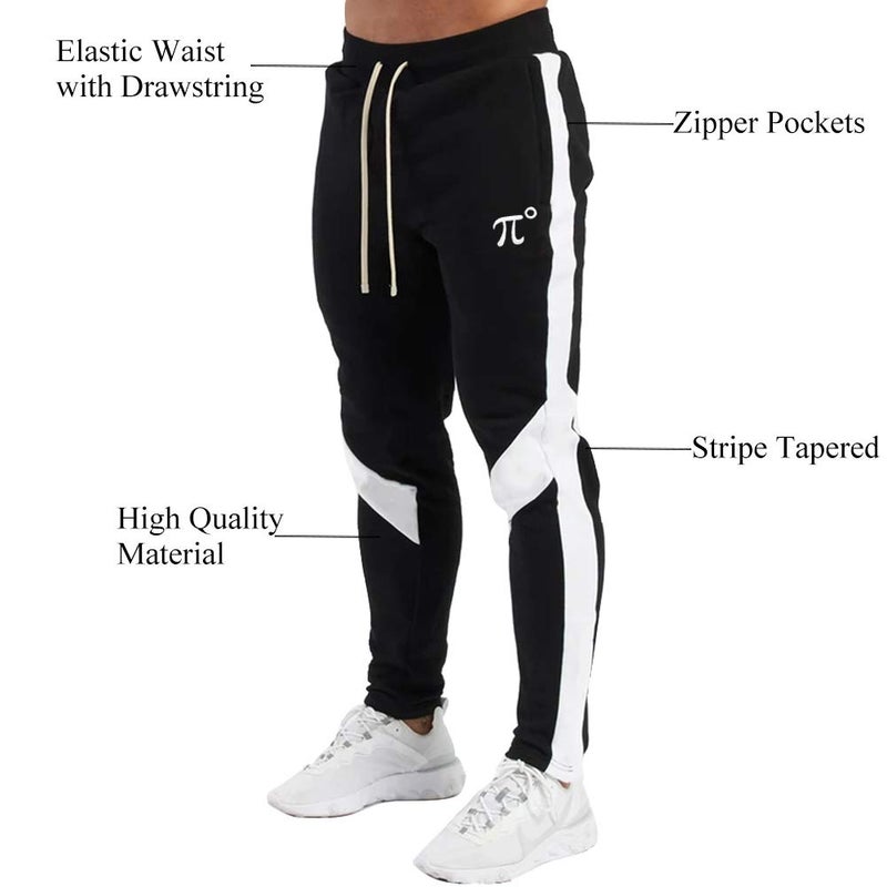 PIDOGYM Men's Track Pants,Slim Fit Athletic Sweatpants Joggers Trousers with Zipper Pockets Black - Image 4